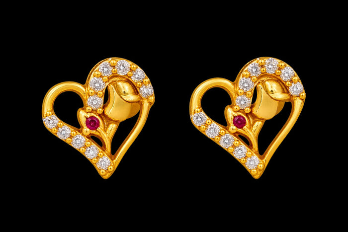 Rose Heart CZ Studs | 22K · 1.87 g