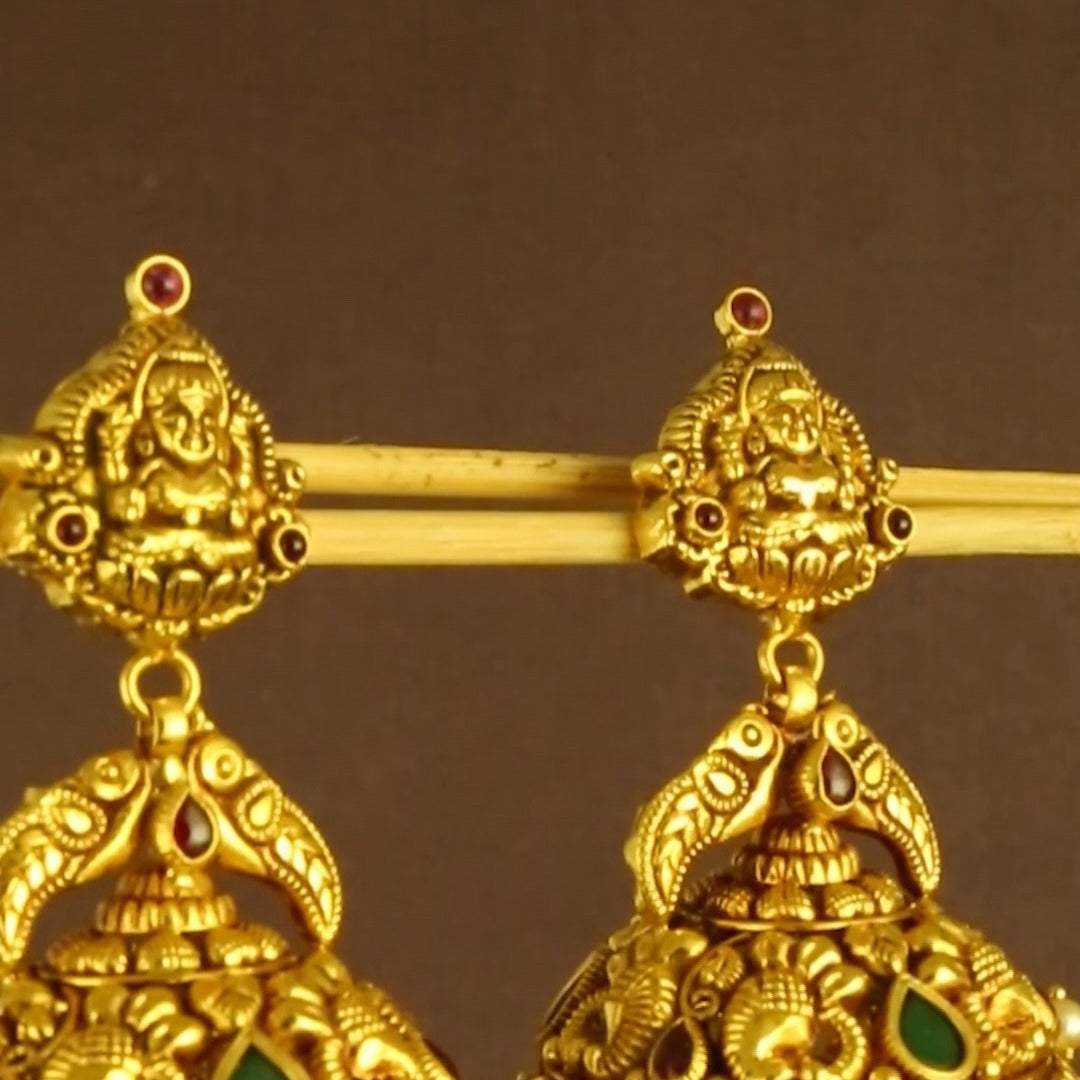 Royal gold Lakshmi jhumkas