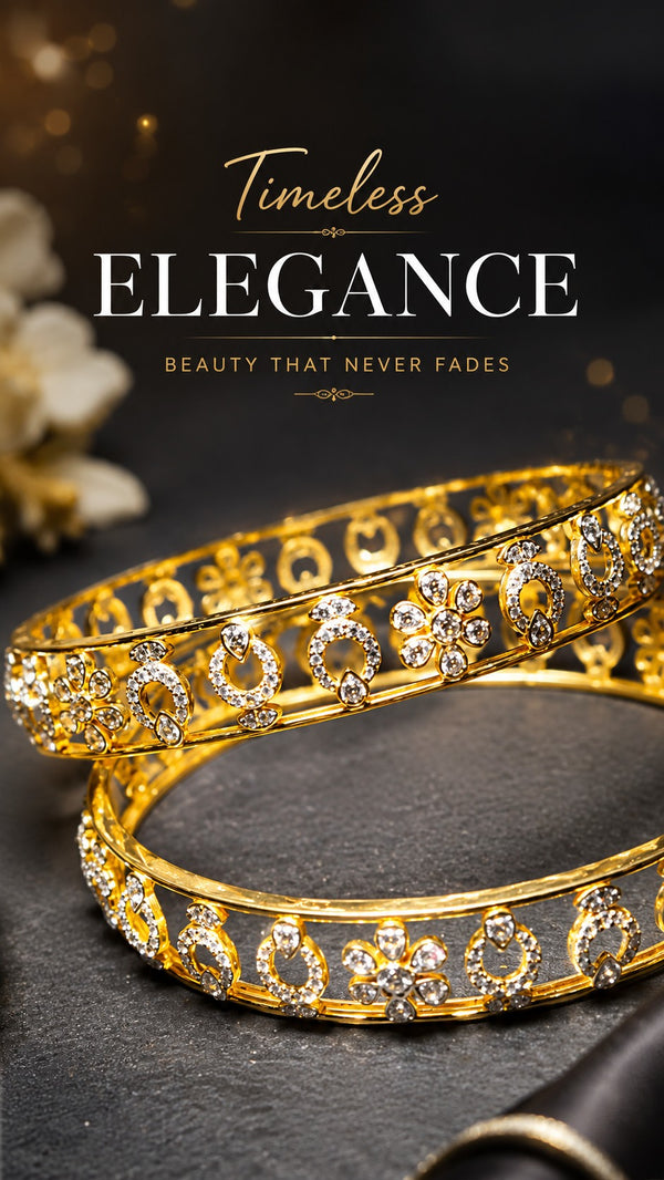 Diamond-studded gold bangles