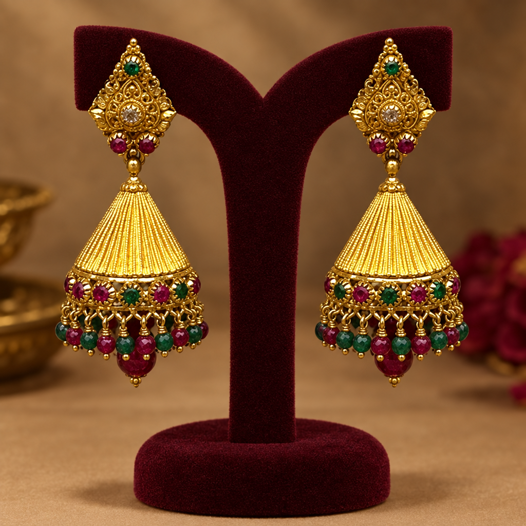 22K Gold Jhumkas – 12.814 g