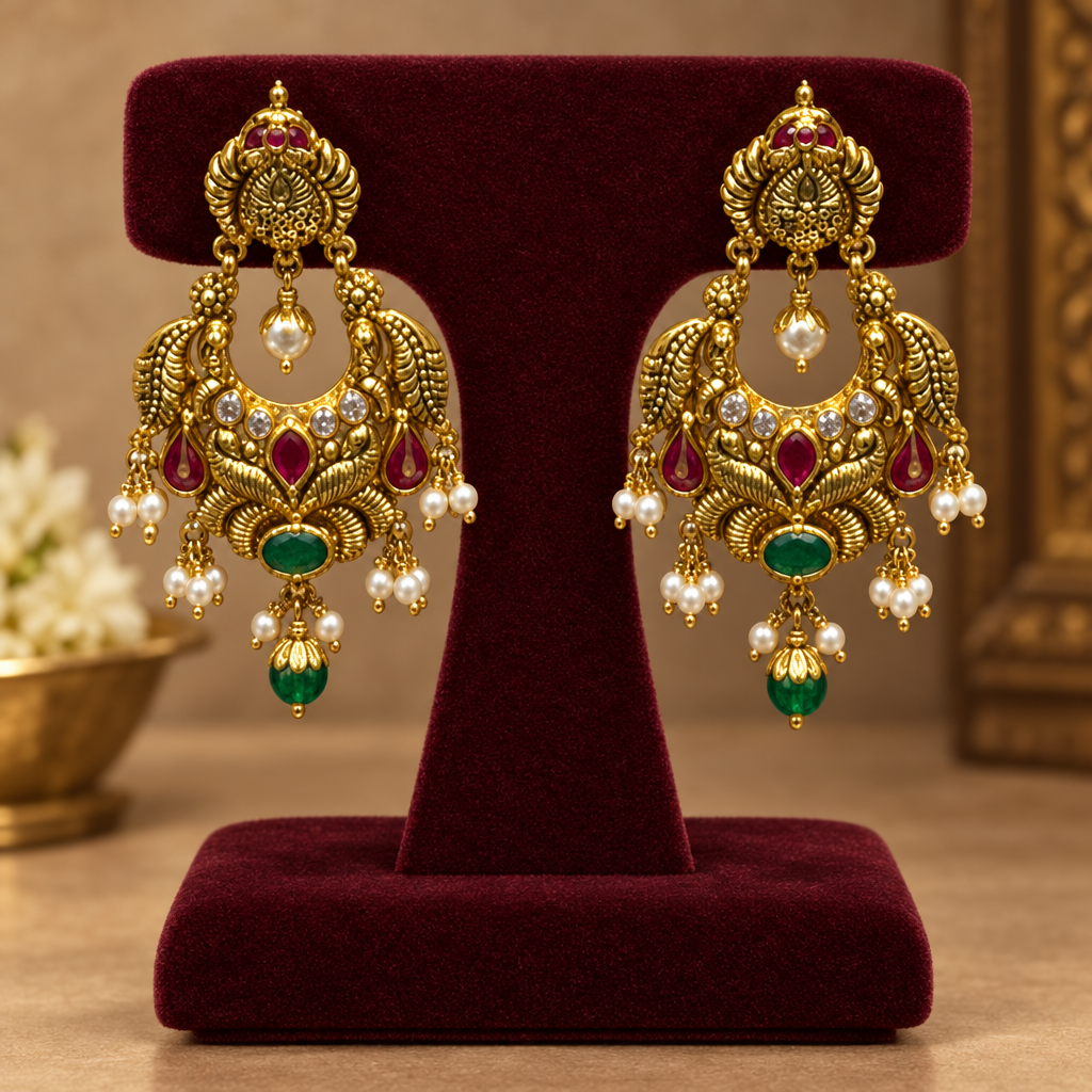 22K Gold Chandbali Earrings – 10.155 g