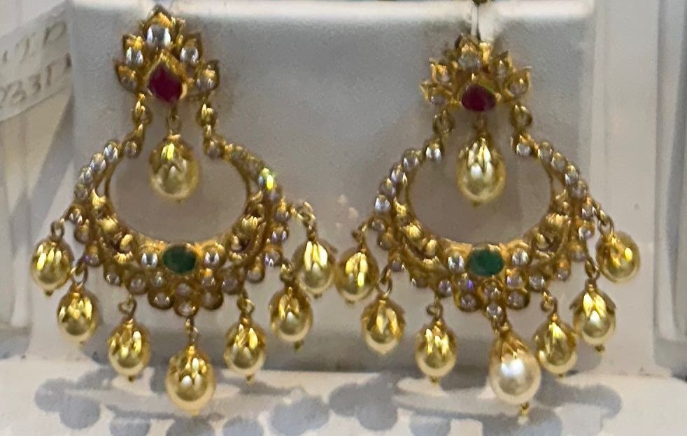 22K Gold Chandbali Earrings – 16.484 g